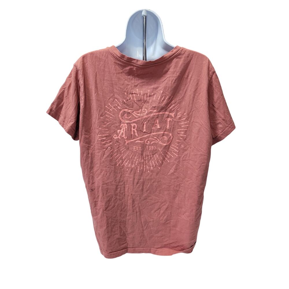 Ariat Laguna Womens L Short Sleeve T-Shirt Pink V Neck Design Blush - Picture 2 of 3